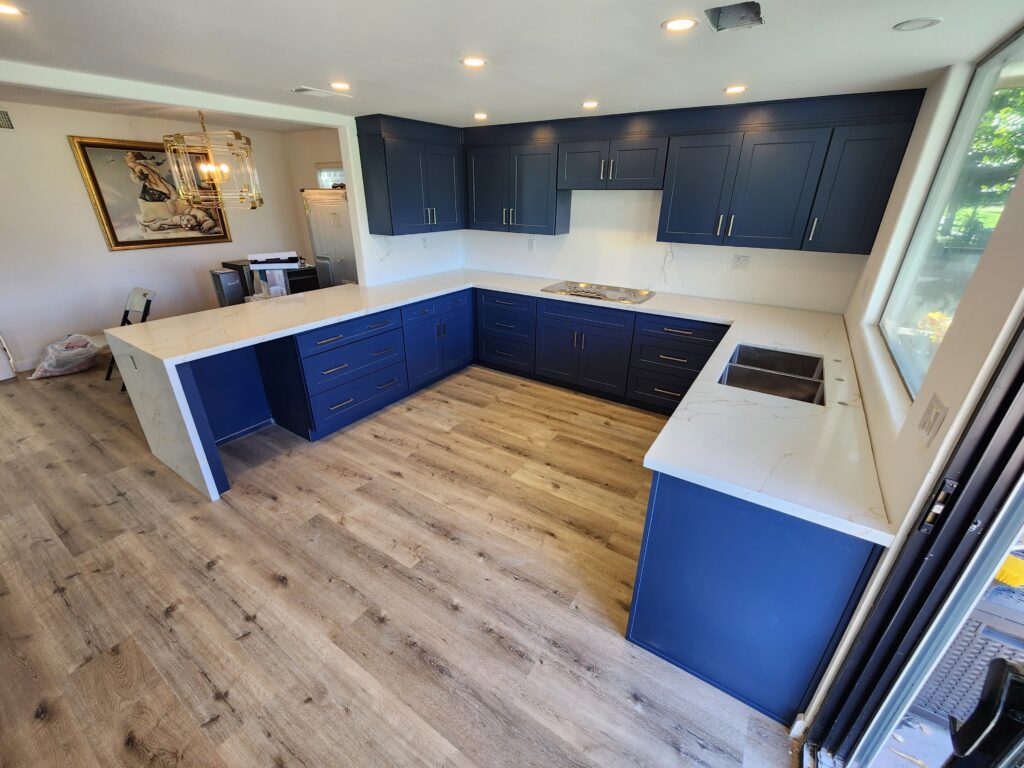 Blue kitchen remodel in Santa Clarita, California